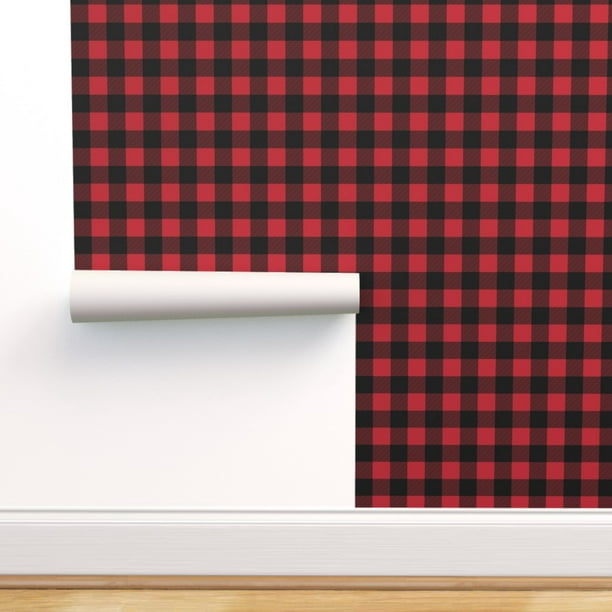 Wallpaper Roll Red And Black Plaid Buffalo Check Tartan Trendy 24in x 27ft 